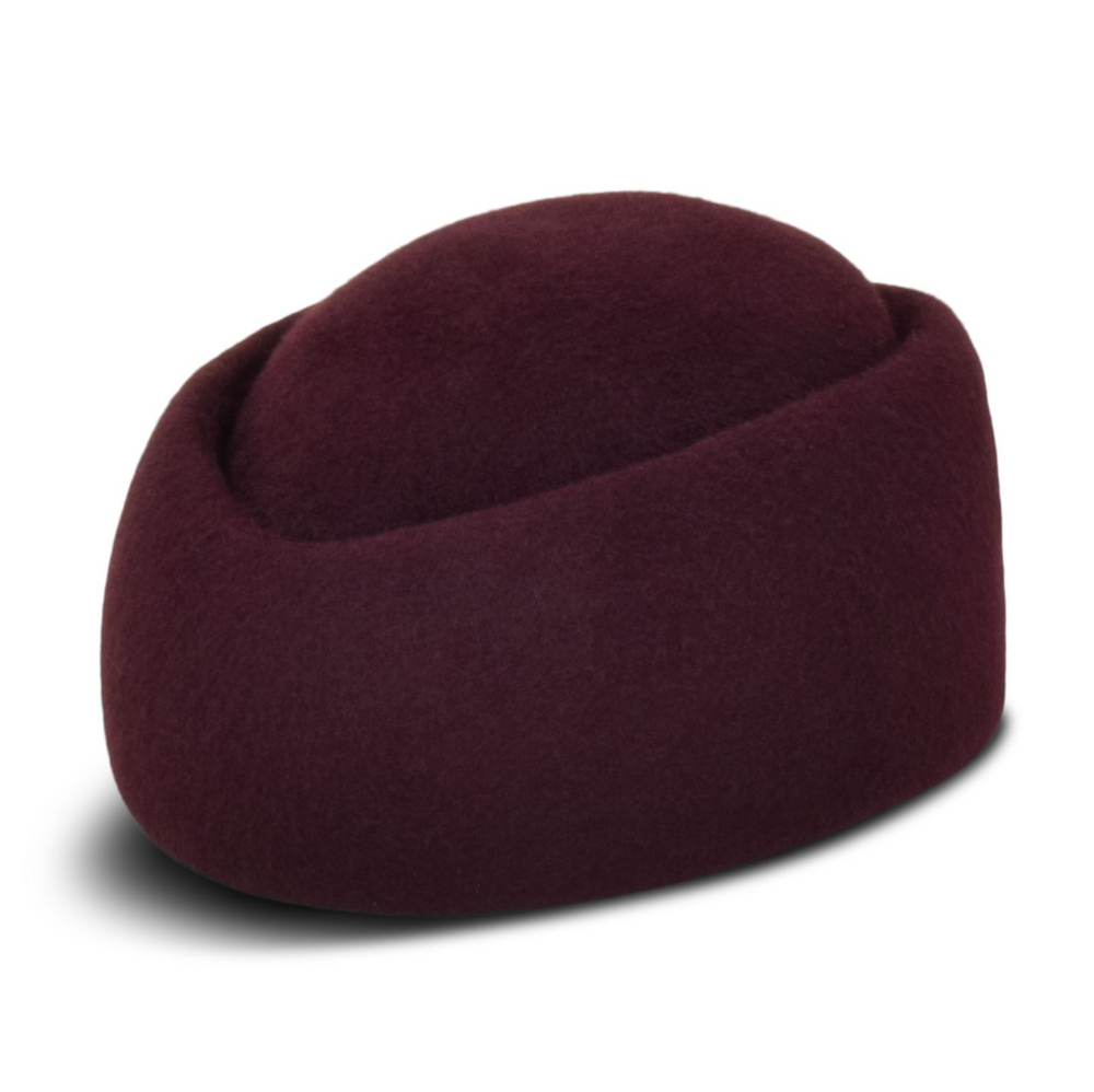 Maroon bean hat on a white background