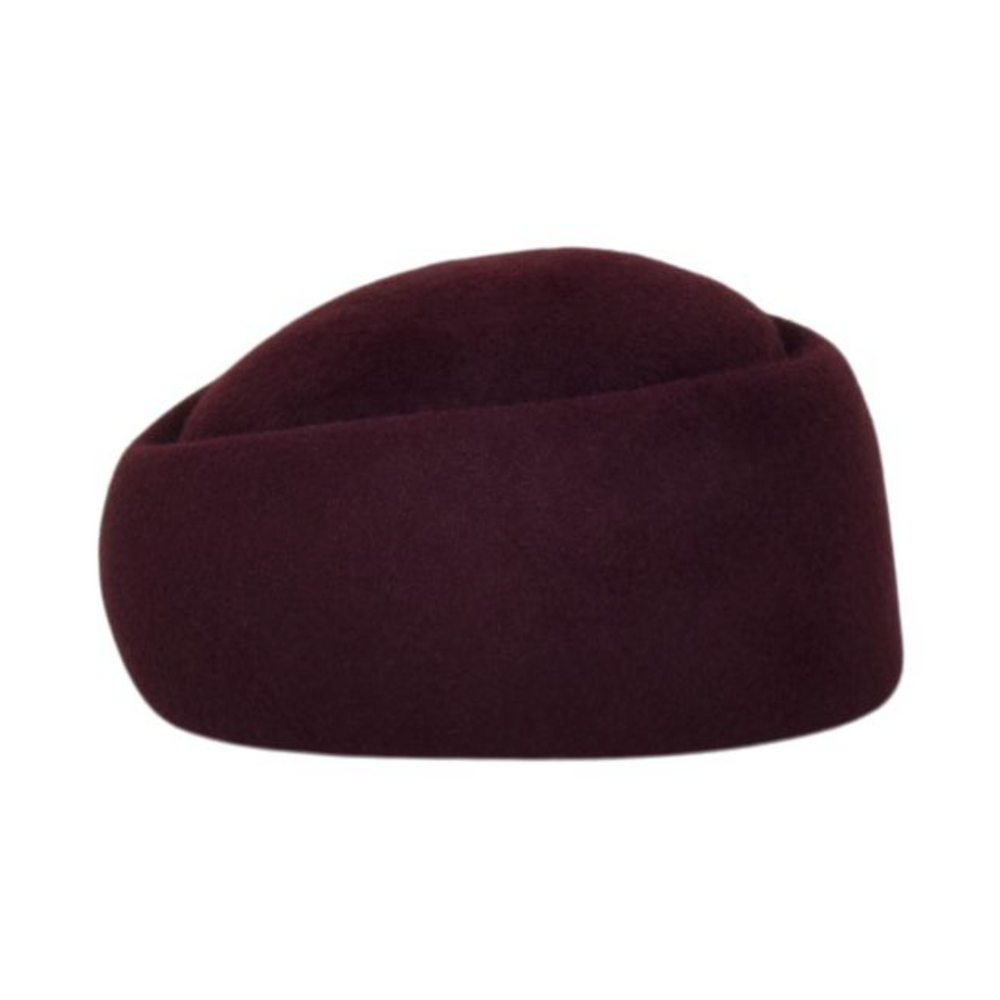 Maroon beanie hat on a white background