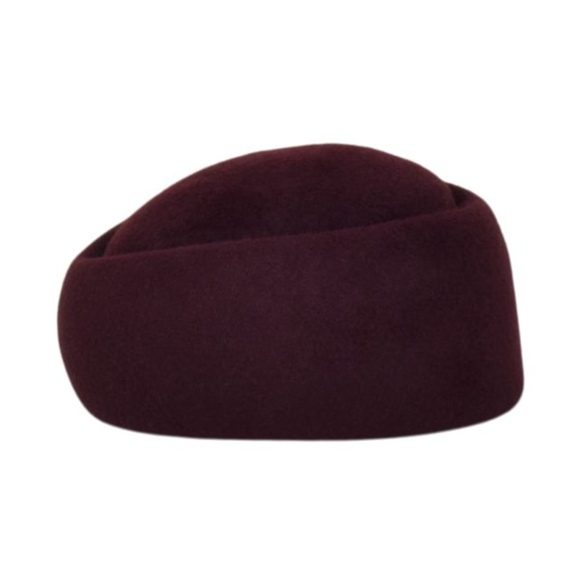 Maroon beanie hat on a white background