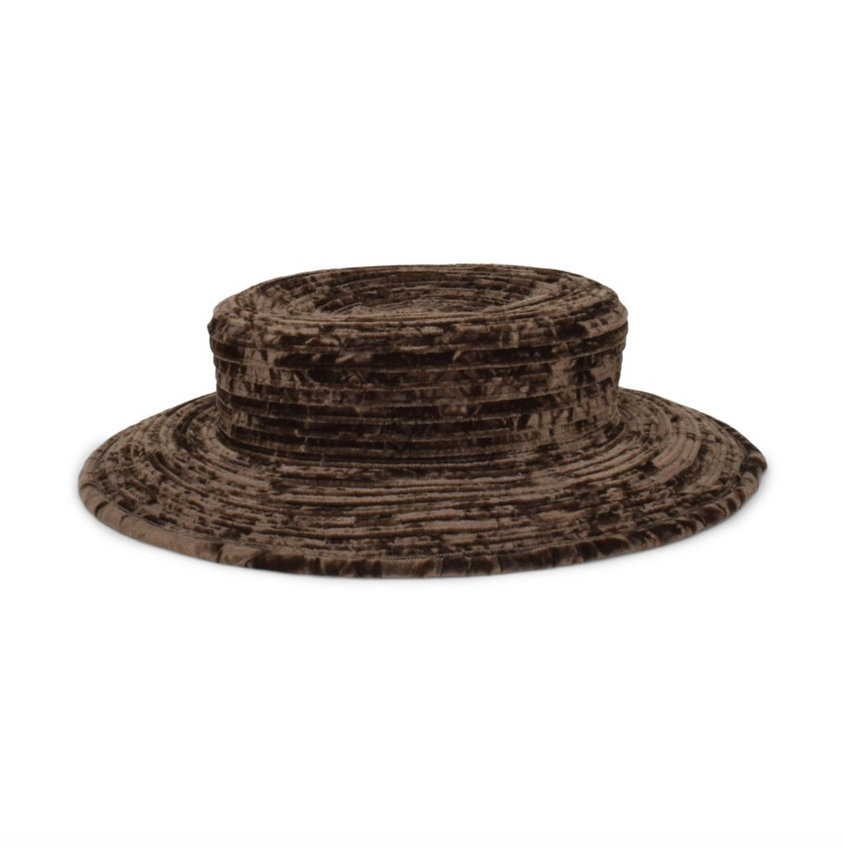 Brown patterned hat on a white background