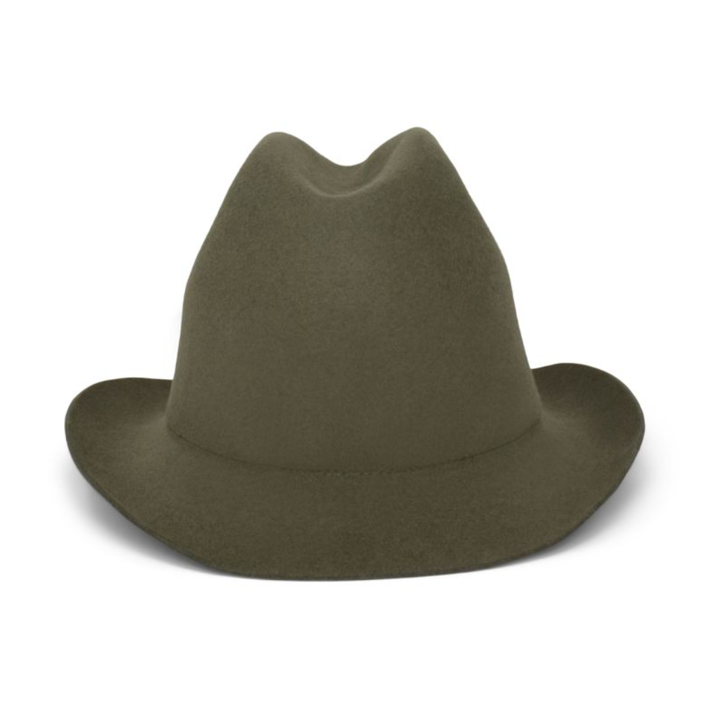 Green fedora hat on a white background