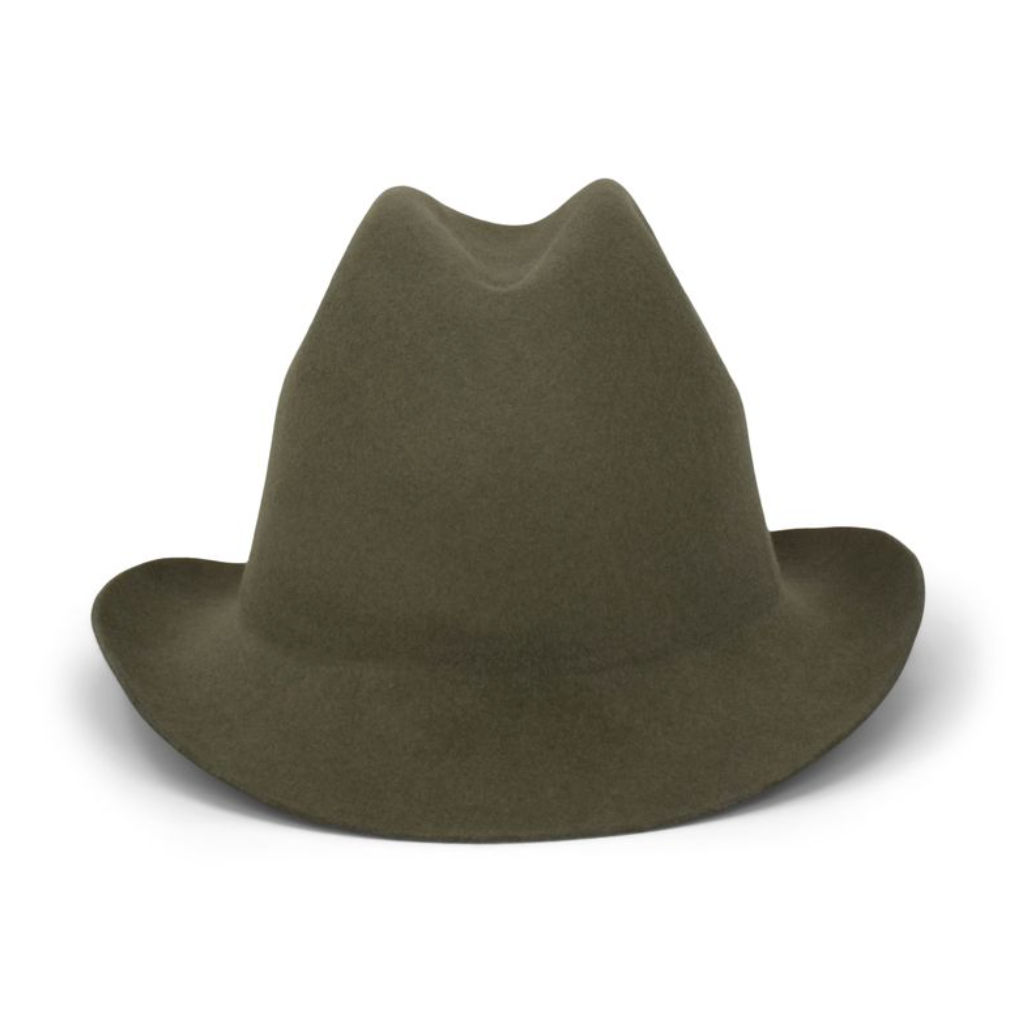 Green fedora hat on a white background