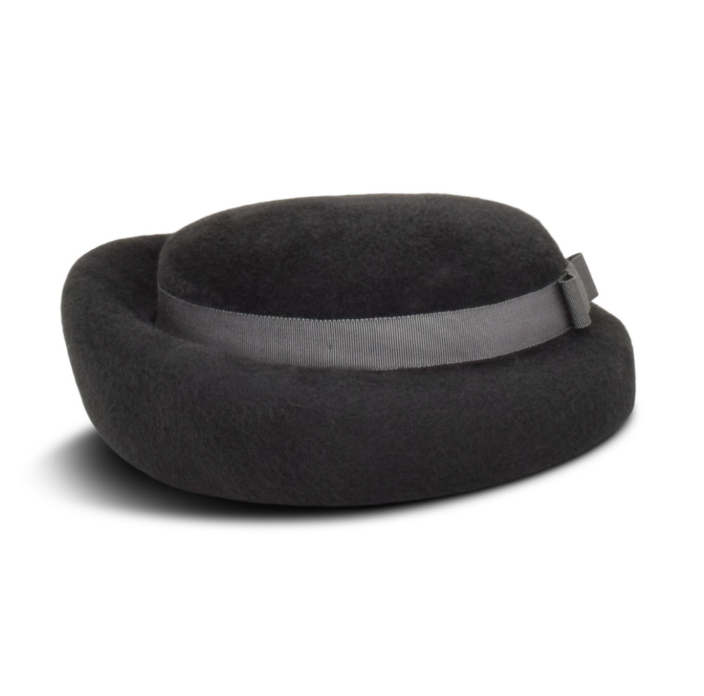 Black felt hat on a white background