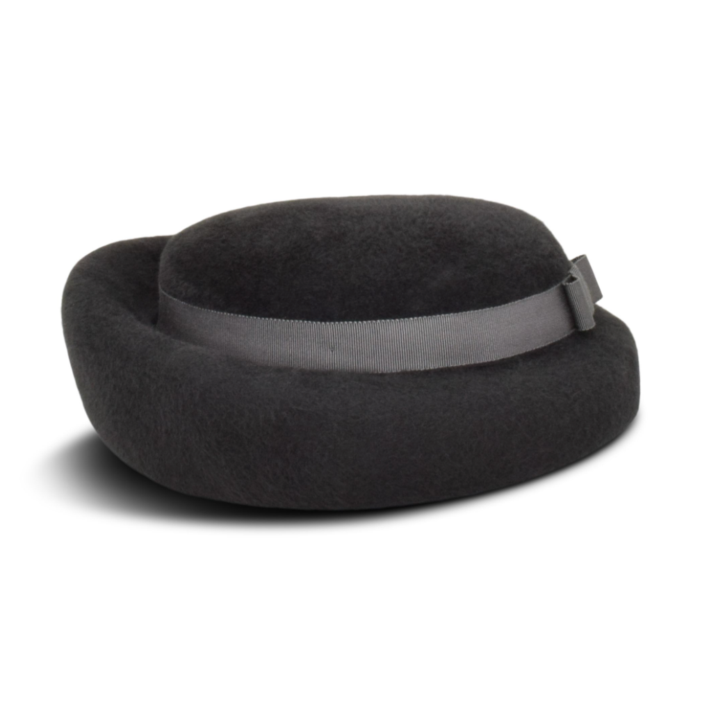 Black felt hat on a white background