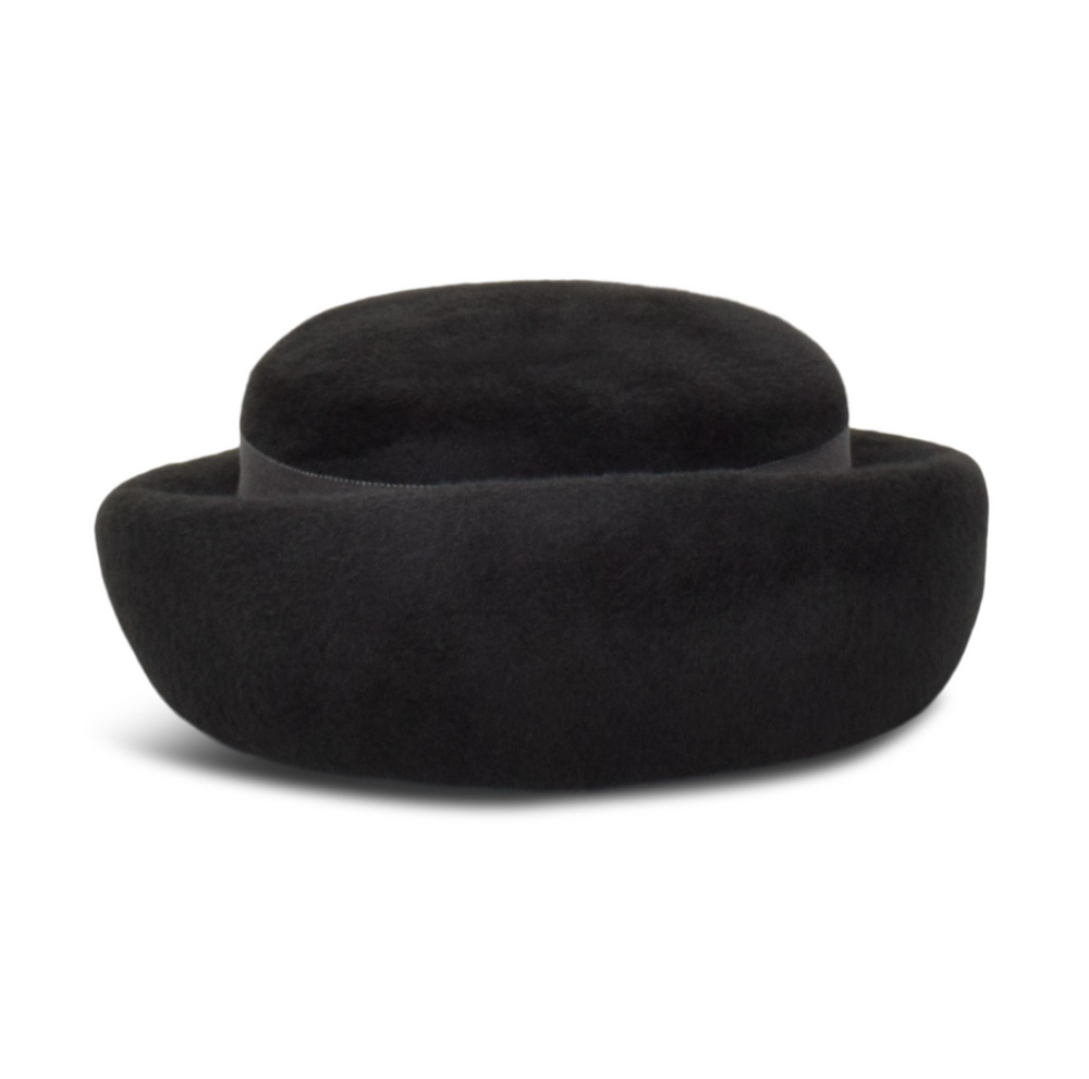 Black felt hat on a white background