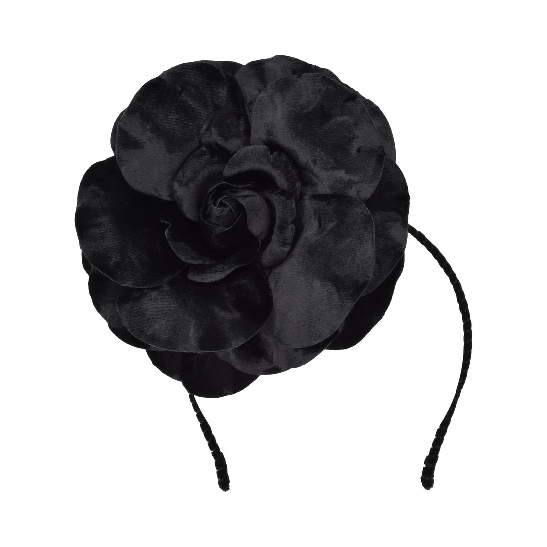 Dramatic Floral Black Velvet Rose Headband | The Rose Gigi 