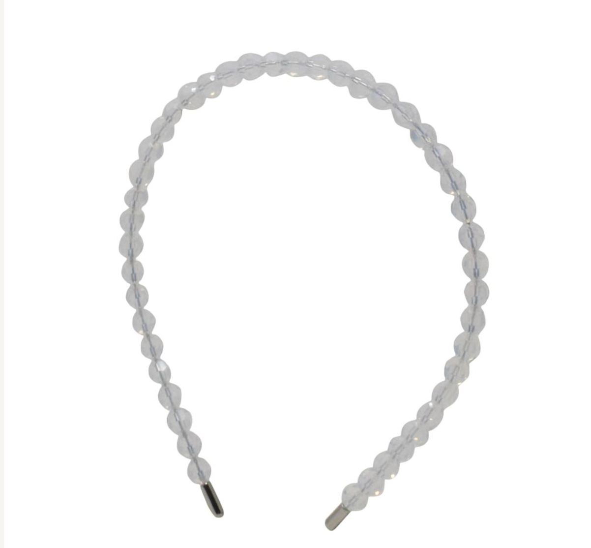 White beaded headband on a white background