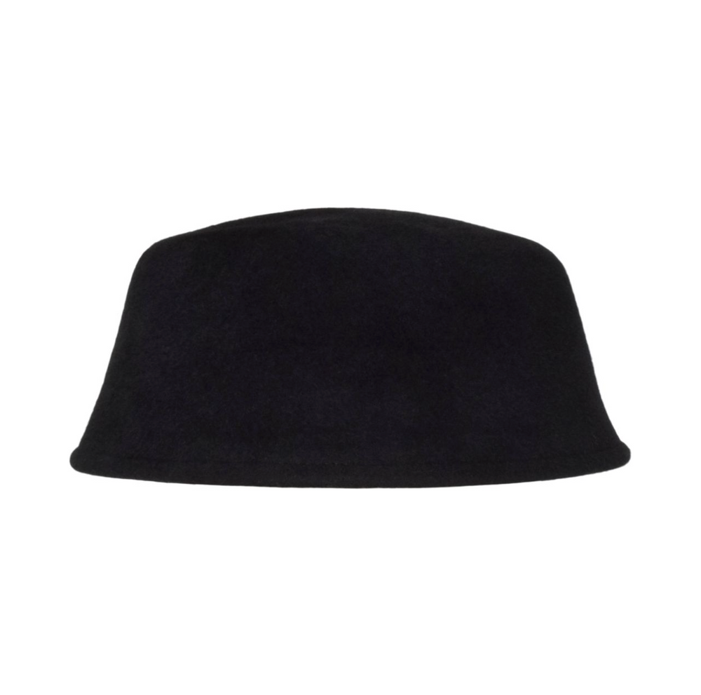 Black bucket hat on a white background