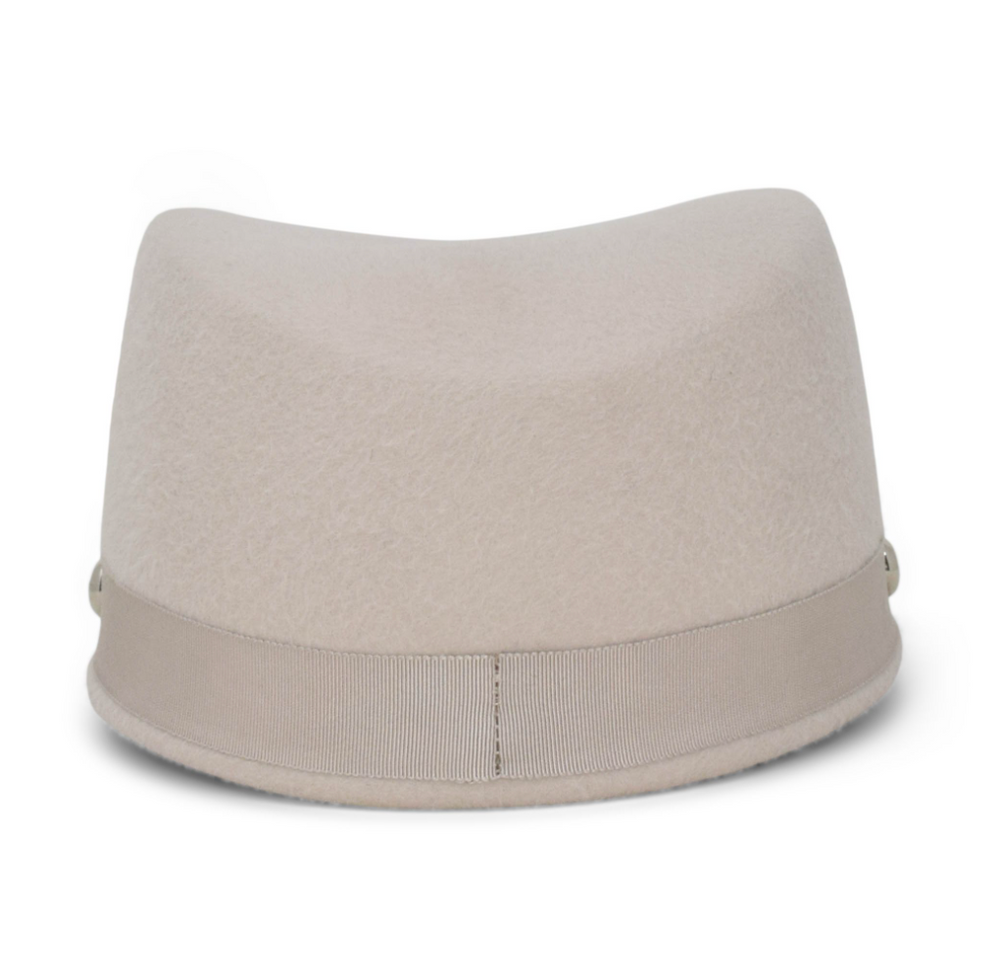 Gray hat with a band on a white background