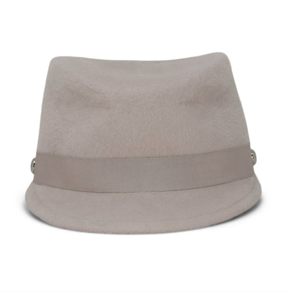 Gray hat with a band on a white background