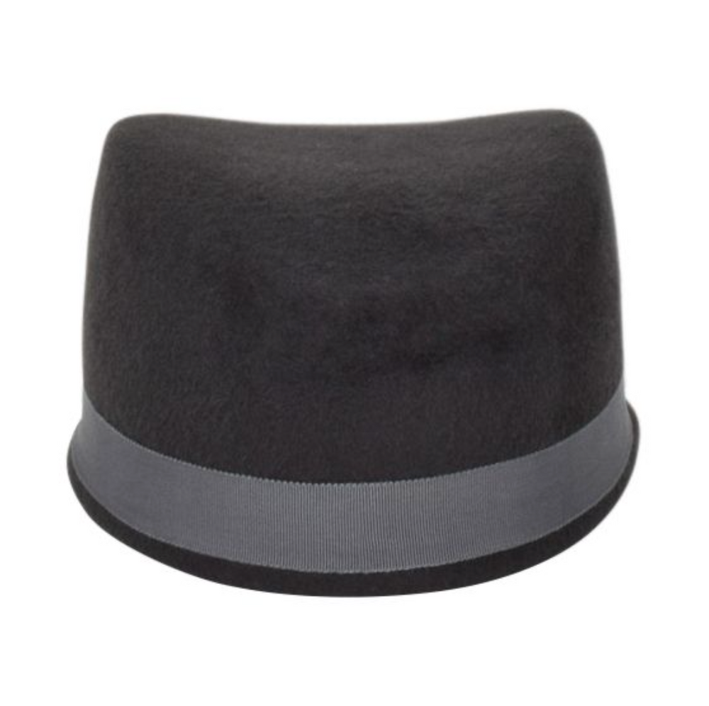 Black and gray hat on a white background