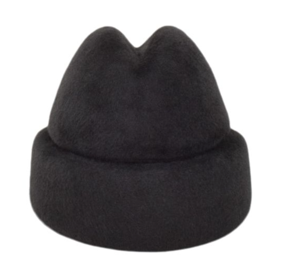 Black beanie hat on a white background
