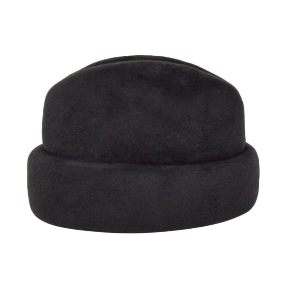 Black beanie hat on a white background