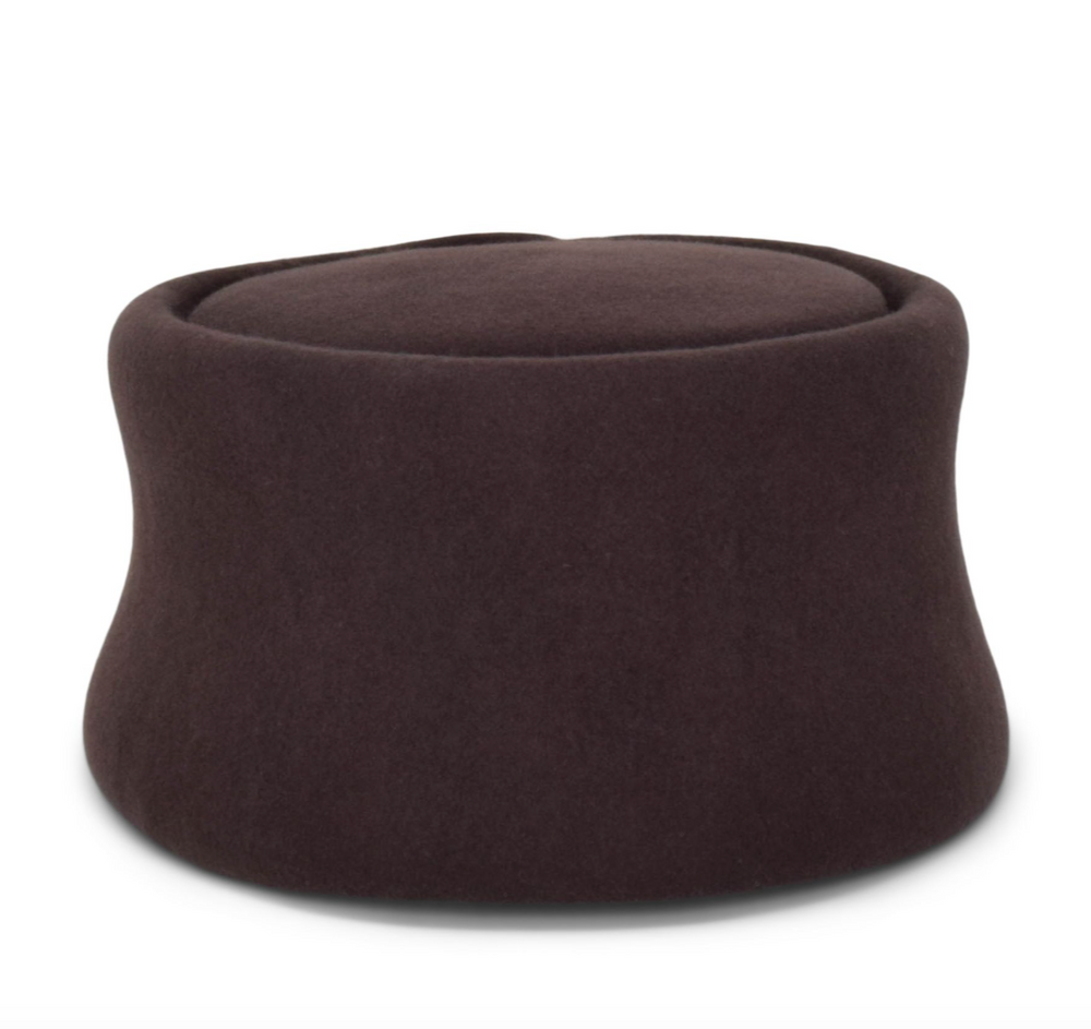Brown felt hat on a white background