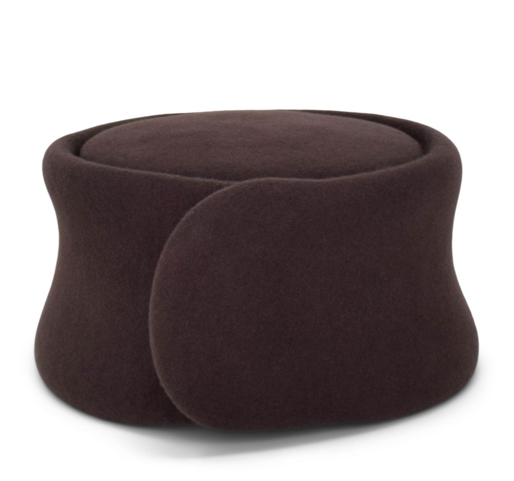 Brown felt hat on a white background