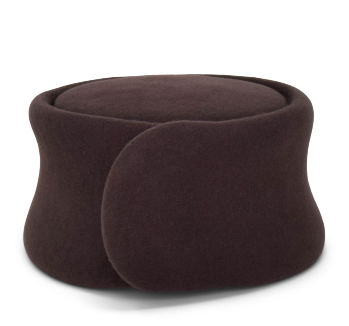 Brown felt hat on a white background