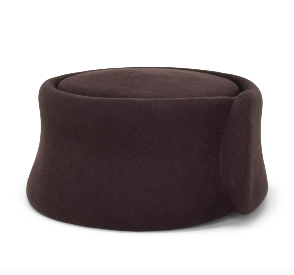 Brown felt hat on a white background