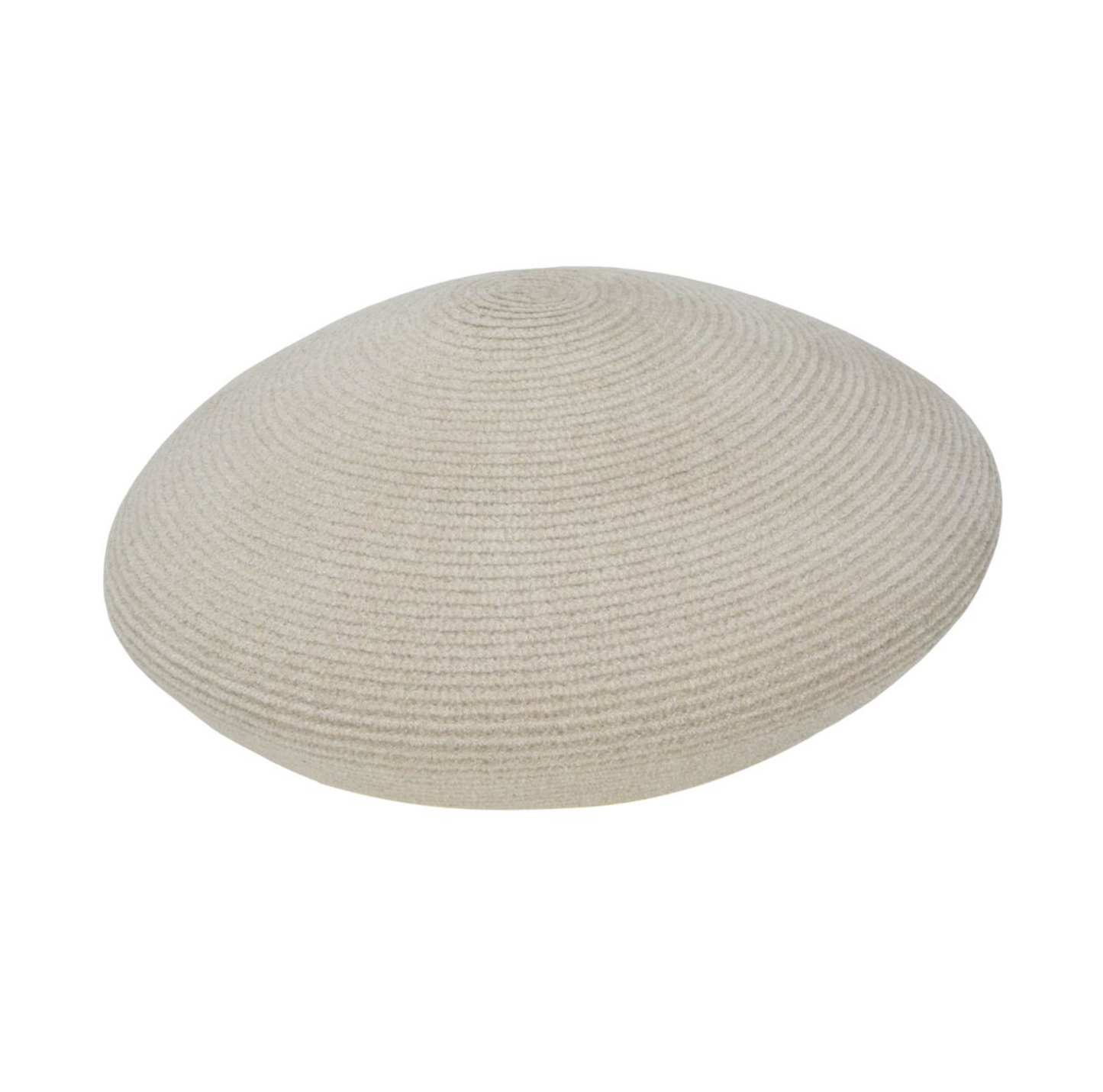 Round beige hat on a white background