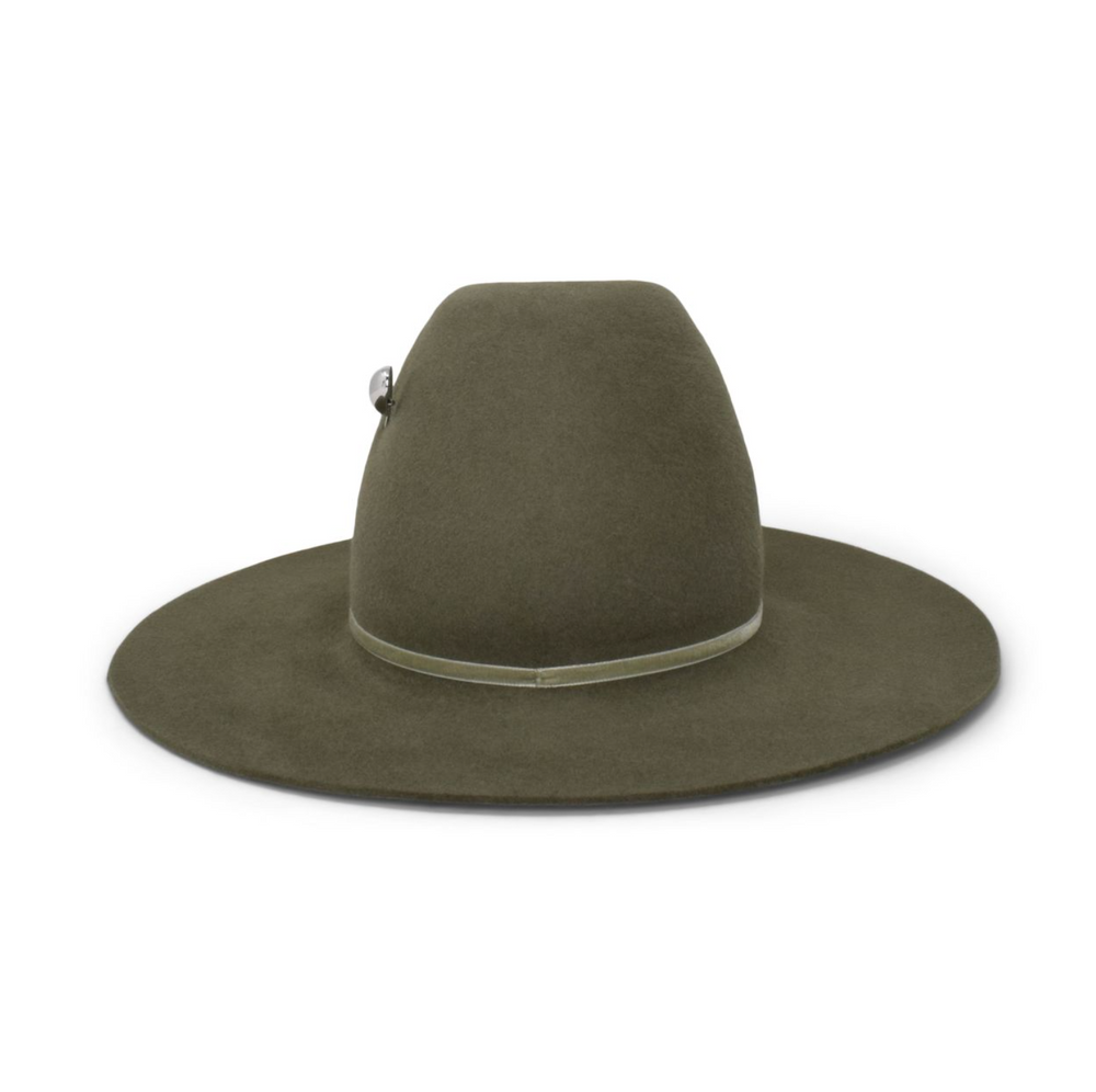 Green fedora hat on a white background