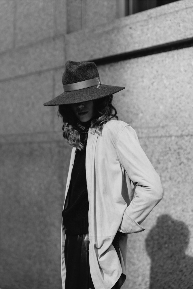 Woman wearing Felt Fedora