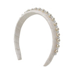 Gigi Burris Clementine Soft White Headband Padded Cotton Grosgrain Embellished Swarovski Coated Pearls Crystal Beads Bridal