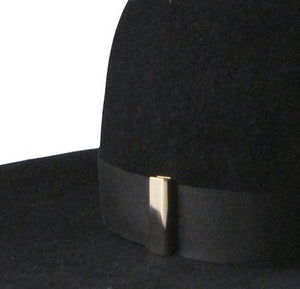 Black Gigi Burris Felt Hat Wide Brim Kyleigh Autumn Winter Spring Weather Sateen Ribbon