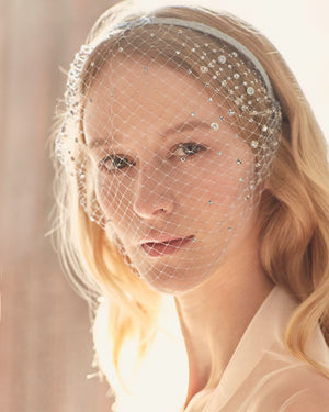 French Veiling Swarovski Crystal Stone Bridal Violette Style Classic Milk Ivory Gigi Burris