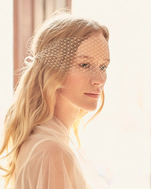 Bandana Veiling Gigi Burris Bridal Headband Style French Veiling Soft White 